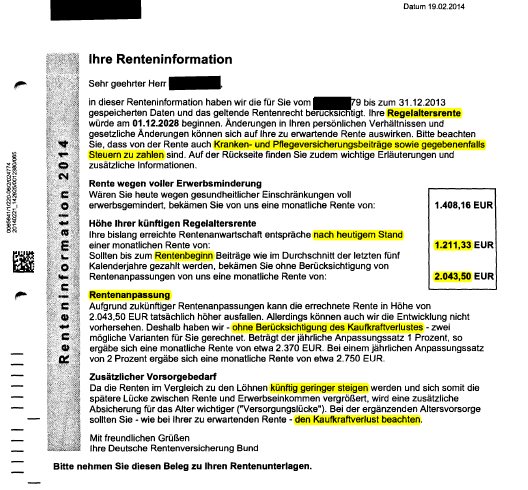 Irrefuhrung Renteninformation